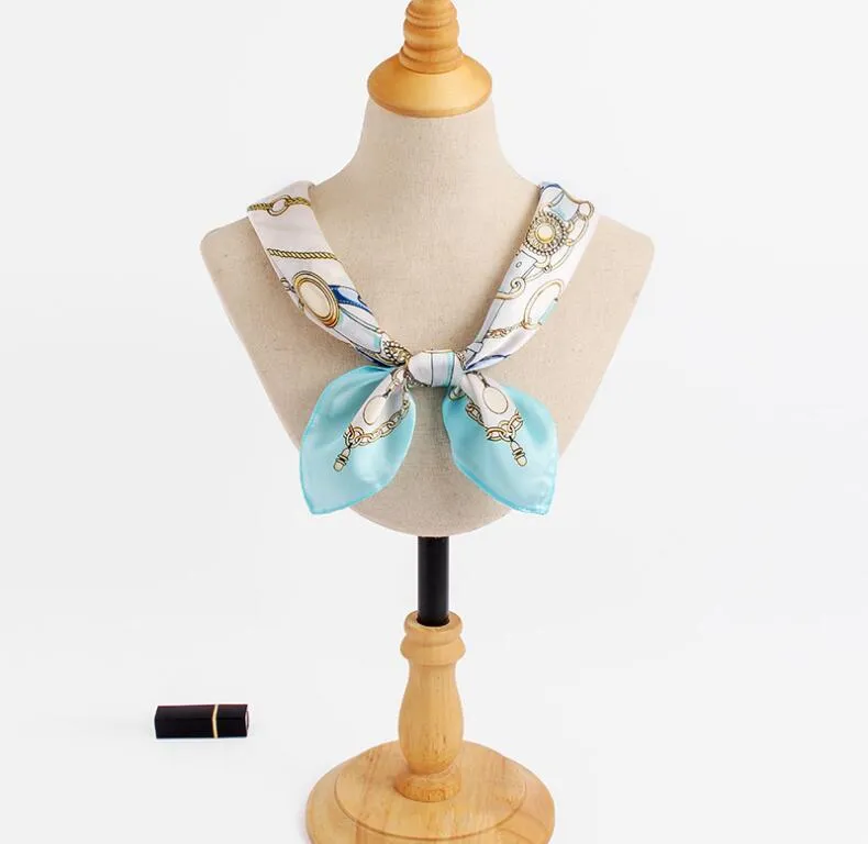 70*70cm Women Bandanas Multifunction Silk Scarf Satin Small Square Shawls Handle Bag Ribbon Ladies Office Foulard Neckerchief