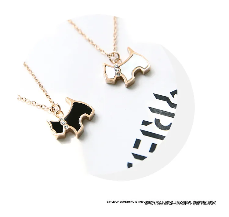 Korean version of 18K plated rose gold necklace Necklace girl titanium steel color gold chain dog pendant clavicle chain not fade birthday g