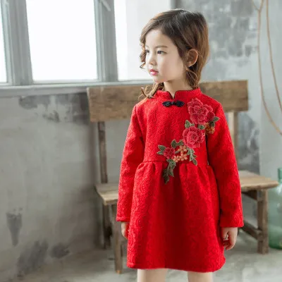 Chinese Style Girls Embroidered Peony Dress Knee-Length Cotton Blend for Spring Autumn Winter from Dhgate Girl's Dresses - price 19.93 Chinese Style Girls Embroidered Peony Dress Knee-Length Cotton Blend for Spring Autumn Winter from Dhgate Girl's Dresses - price 19.93