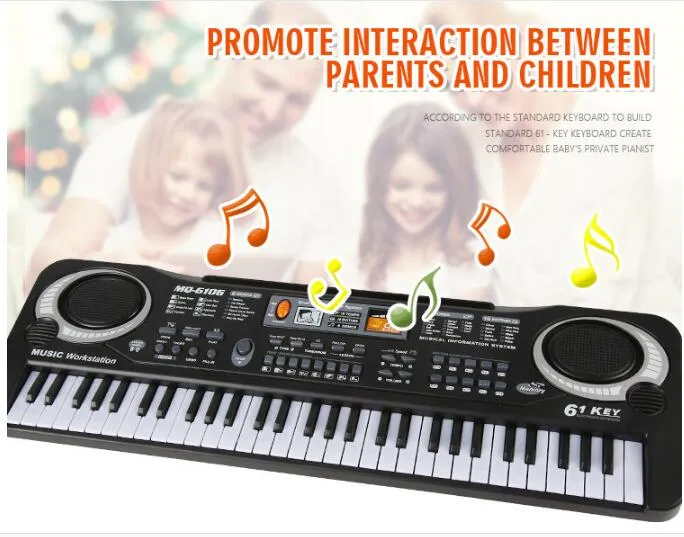 متعدد الوظائف 61 Keys Earry Education Music Keyboard مع Mikephone Kid Piano Prason Record مع التجزئة PA2766388