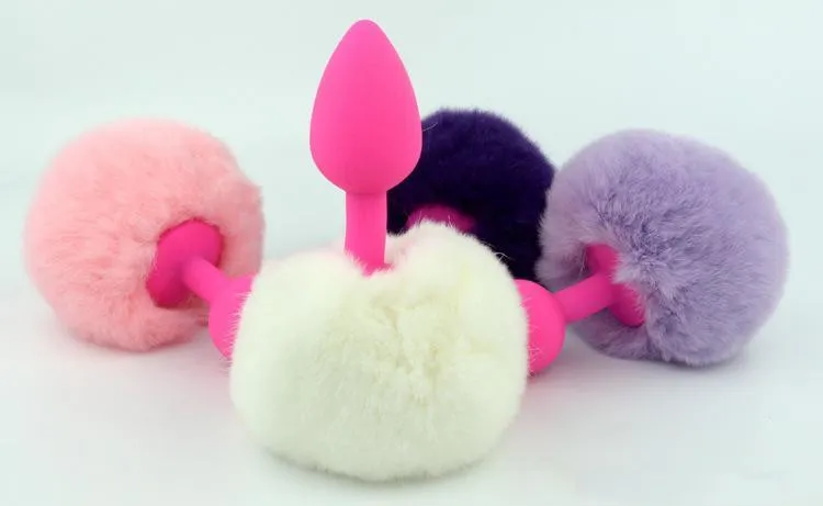4色セクシーなふわふわしたウサギの尾バット男女用のセックスおもちゃをプラグフェチシリコンアナルプラグテールゲイ3101688用アダルトセックス製品