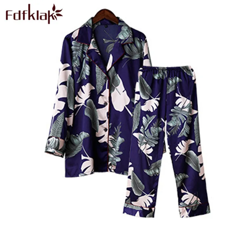 H fdfklak wiosna jesienna piżama pajamy nocne garnitury dwupoziomowe zestaw twórczy sutowy jedwabny pamas Pijama Women Loungewear Q1198268k