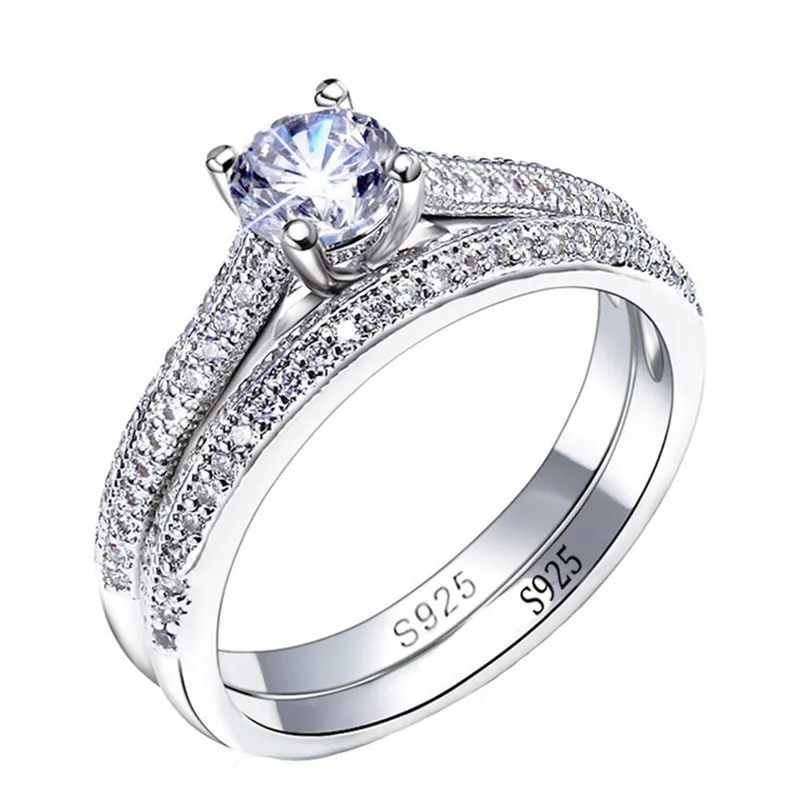 Bague D'Ortteil Double Bande Argent Sterling 925 - Bleu Foncé