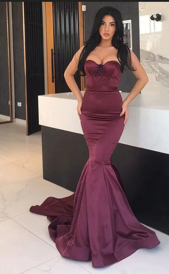 chinese dress ladies Mermaid Burgundy Halter V-Neck Sleeveless Backless Prom Dresses