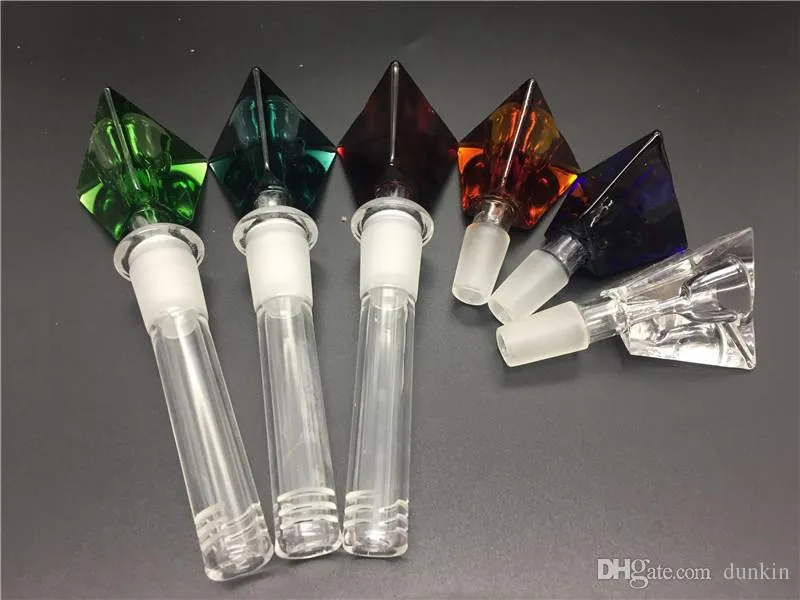 14.4mm female 18.8mm male downstem colorful Heady down stem with Colored Diamond 14mm Male tobacco bowl for smoking glass pipes bong