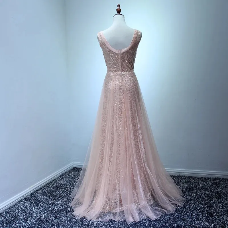 2018 Blush Pink Women Prom Dress Una linea di abiti lunghi da cerimonia lunghi aderenti occasioni speciali Vestidos de Noiva Longa