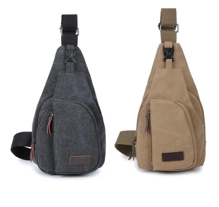 Casual Men Canvas Chest Packs Travel College Fickor Messenger Shoulder Back Outdoor Fitness Workout Sling Bröstuppsamling Bag Ryggsäck