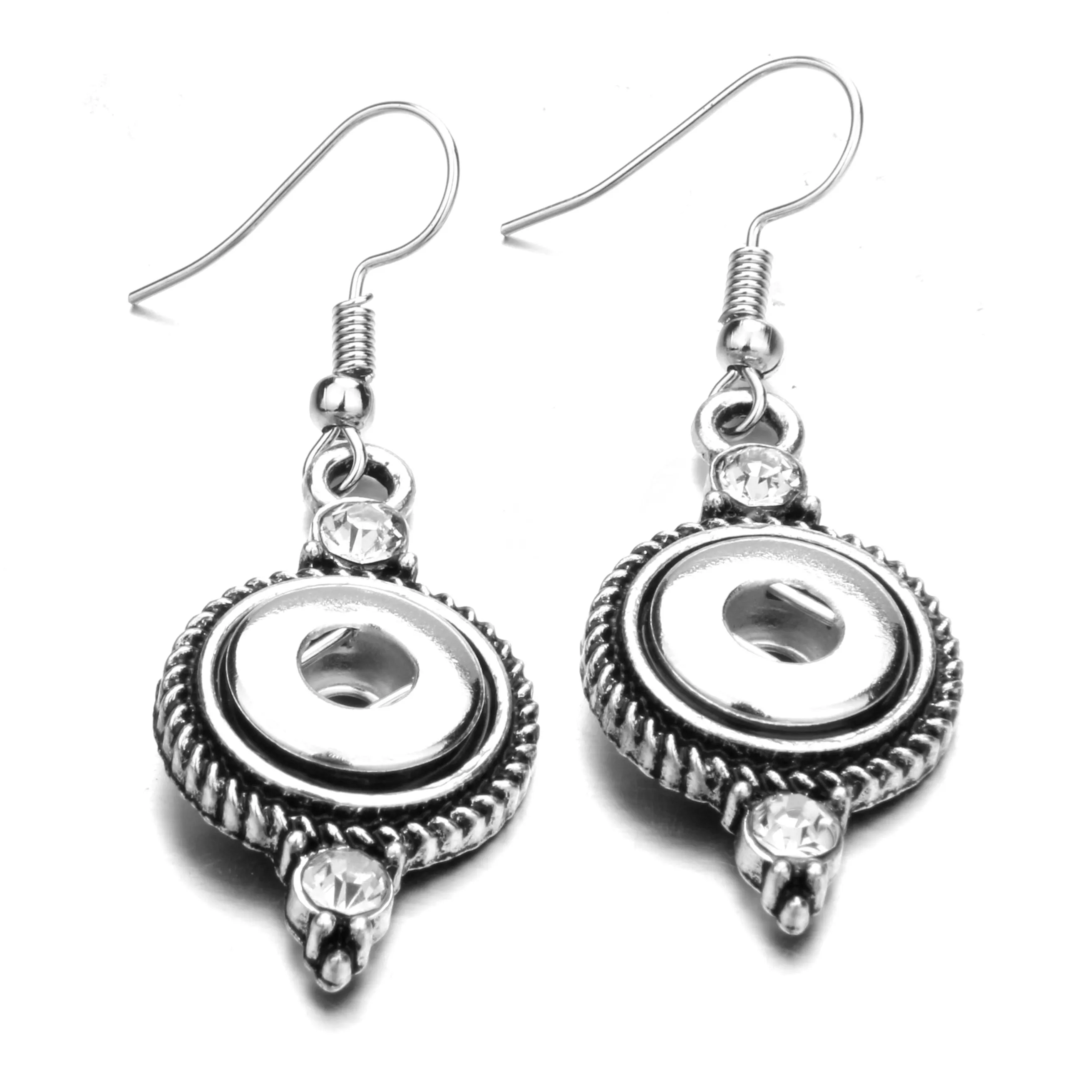 Noosa 12mm Ginger Snap Earrings Vintage Silver Snap Button Drop Dangle 9 Options Jewelry for Women Unique Gift