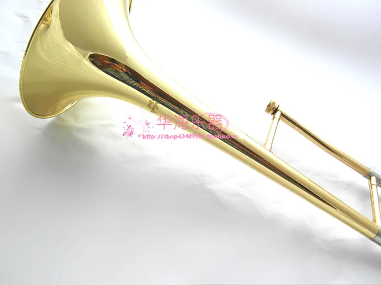 Högkvalitativ tenor BB Tune Trombone B Flat mässing Guldpläterad Professionell Prestanda Musikinstrument med väska