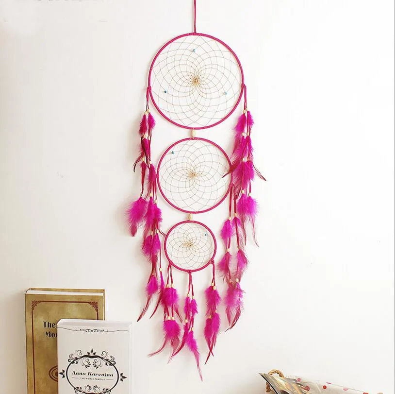 Indian Blue Dream Catcher Net with Feathers Handmade Dreamcatcher Wall Hanging Decoration Craft Gift Mascot Ornament GA132
