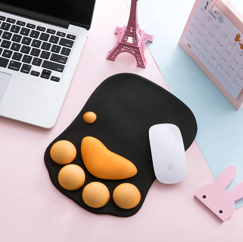 Mais novo 3D Dos Desenhos Animados Mouse Pad Bonito Garra Do Gato Espessamento Laptop Almofada de Proteção de Descanso de Pulso Silicone Anti-skid Ratos Pad Esteira de Apoio Do Escritório