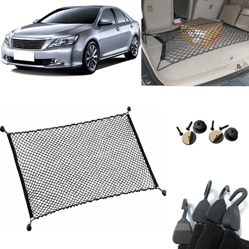 For Toyota Camry Car Auto vehicle Black Rear Trunk Cargo Baggage Organizer Storage Nylon Plain Vertical Seat Net