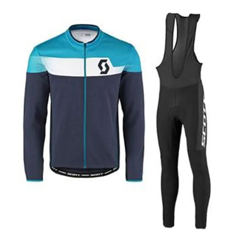 Homens Outono Ciclismo Jersey Terno Scott Equipe Quick-Seco Tops de Manga Longa e Bicicleta Kits Kits Respirável Mountain Bike Roupas Y21032306