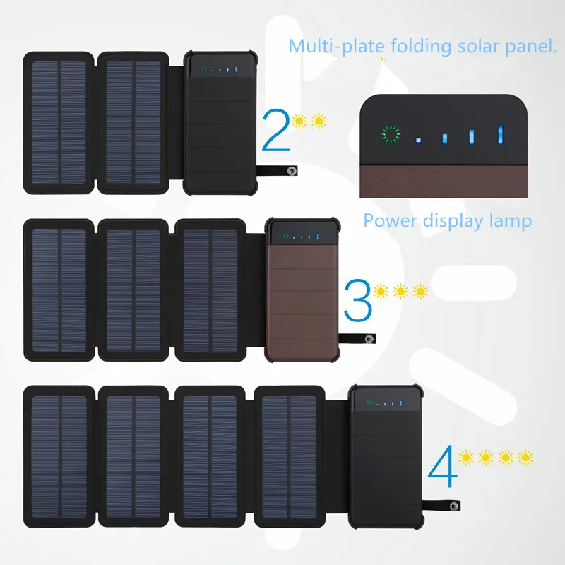 20000mAh dobrado Energia solar carregador de bateria solar Banco de energia removível Caso de carregador solar para produtos eletrônicos6948766