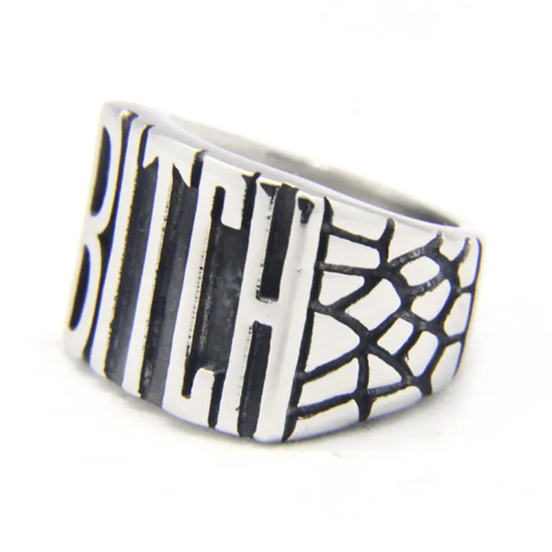 5 Stück / Los Größe 5-10 Neuester beliebter BITCH Unisex-Ring 316L Edelstahl Modeschmuck Beliebter Biker-Hiphop-Stil Ring287v