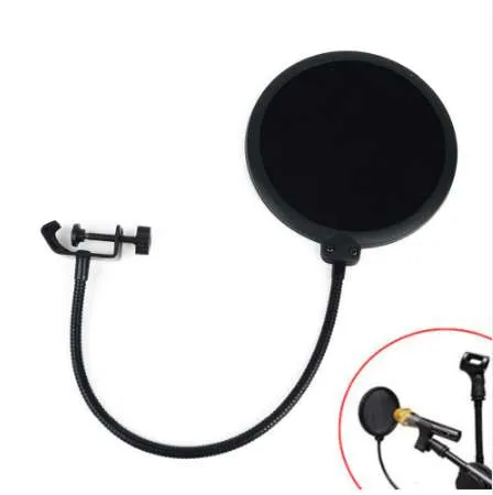 Microphone de Studio Double couche noir, 1 pièce, filtre anti-vent pour enregistrement vocal