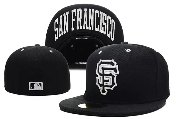 Wholesale On Field Men`s Giants fitted hat flat Brim embroiered SF letter team logo fans baseball Hat top quality giants full closed Chapeu