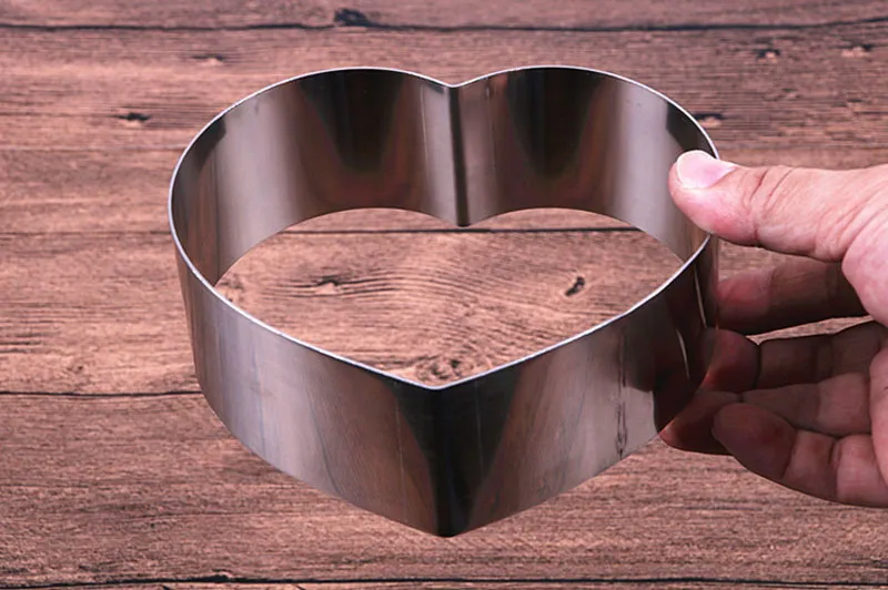 7 pz4-10 pollici a forma di cuore mousse anello stampo in acciaio inox caramelle pane torta di formaggio stampo strumento di cottura ZA6873