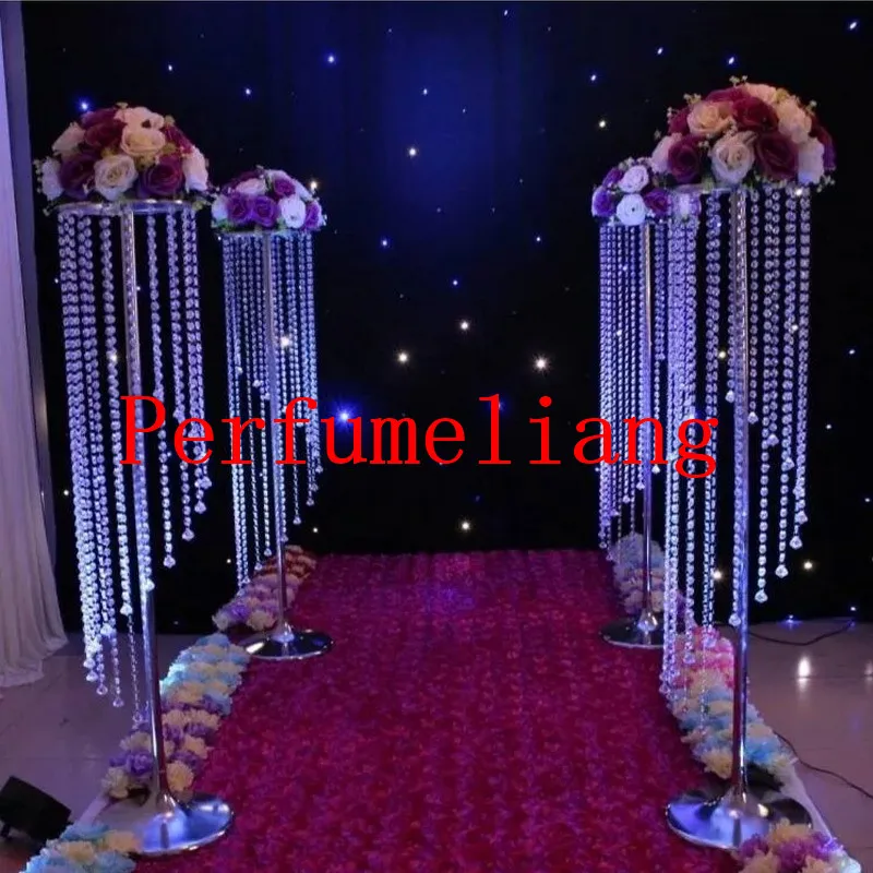 10pcs 69cm 110cm Wedding Road Lead Acrylic With Crystal Europe Wedding Centerpiece Event Party Decoration Spiral Flower Vase
