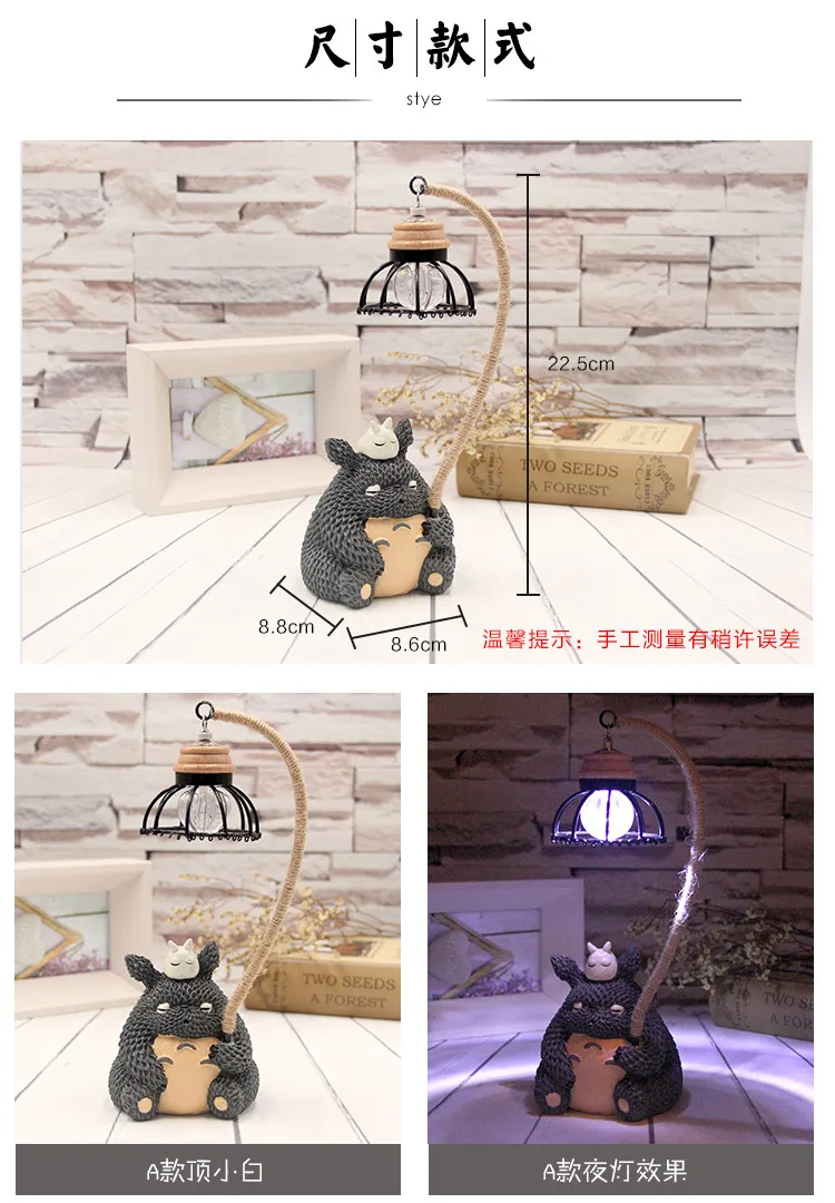 Zakka New Miyazaki Anime Totoro Led Nocne światło z żywicą Piggy Bank Craft Student Gifts2455332