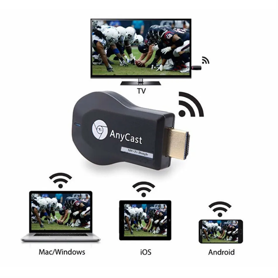 Anycast M9 Plus Беспроводной Wi-Fi-дисплей-приемник Dongle RK3036 Двухъядерный ТВ-стик 1080P Работает с Google Home и Chrome Youtube Net6995780
