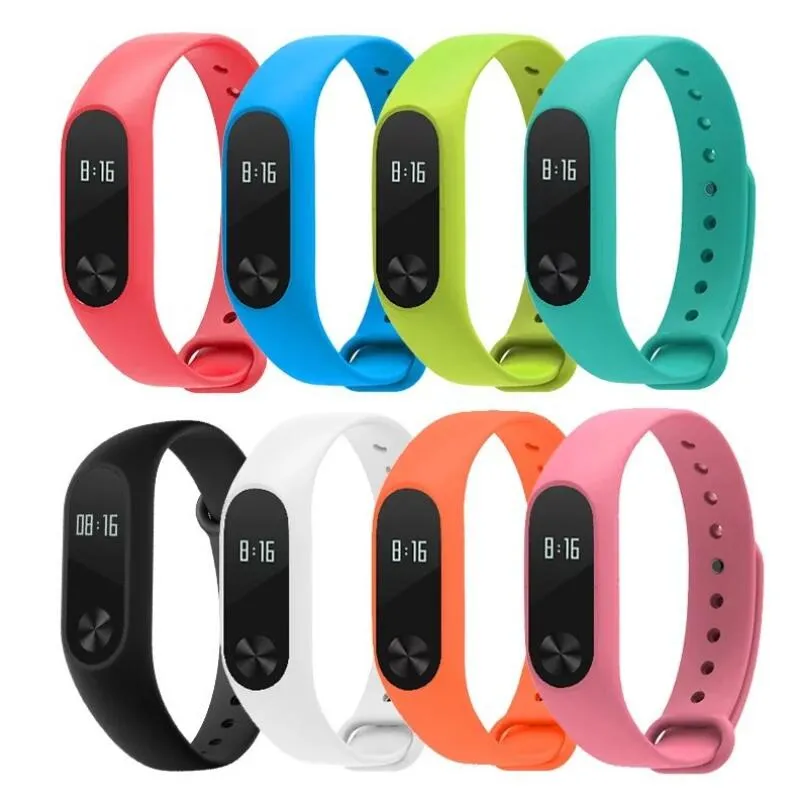 Bracelet de dragonne en Silicone coloré Bracelet de remplacement de 10 couleurs pour les bracelets d'origine Miband 2 Xiaomi Mi band 2