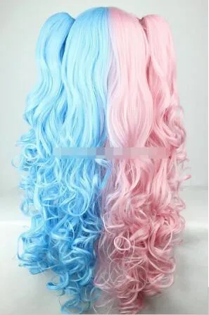 Розовый синий длинный косплей аниме Lolia Wavy Curly Cosplay Wig HOSTAILS312F