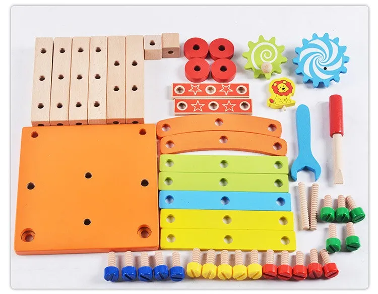 DIY Drewniana zabawka zmontowana narzędzie do odmiany dla dzieci narzędzie wielofunkcyjne Inteligencja Inteligencja Dzieciowe zabawki 36x28.5x6cm