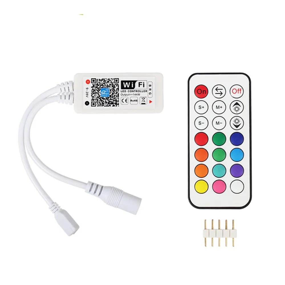 WiFi مصغرة RGB RGBW LED تحكم DC12V مع 24KEY IR / 21KEY RF التحكم عن بعد ل RGB LED قطاع الهاتف الذكي