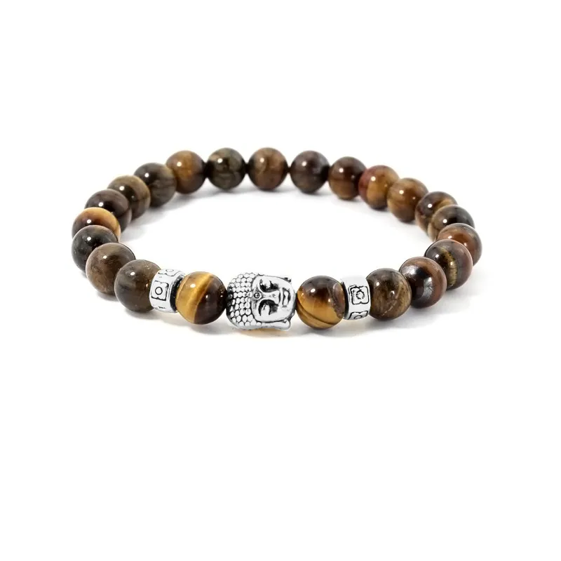 10 Färg 8mm Natursten Beads Buddha Heads for Menwomen Yoga Energy Buddhist Smycken Malefemale