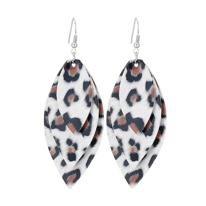 OATHYAN 6 couleurs feuilles léopard boucles d'oreilles en cuir pour les femmes mode eau balancent boucle d'oreille couches déclaration bijoux livraison directe