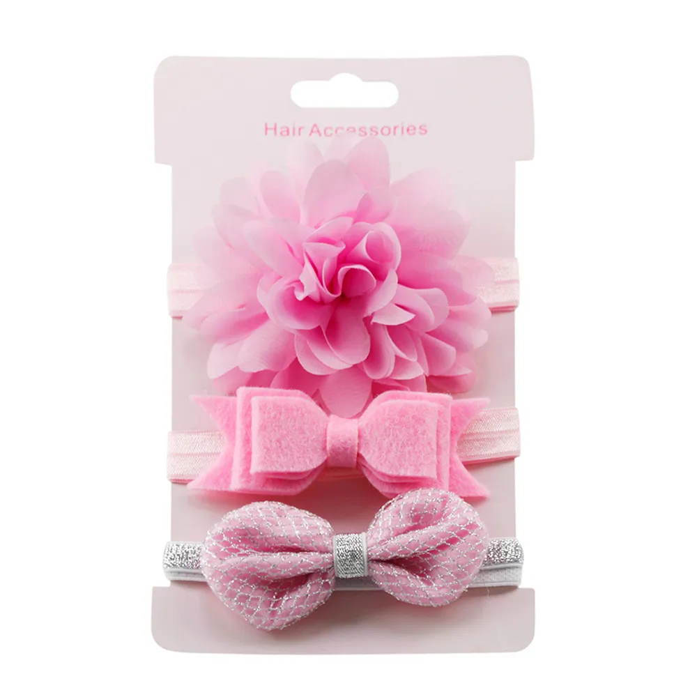 filles Accessoires cheveux 3Pcs enfants élastique Floral Bandeau cheveux filles bébé bowknot Bandes élastiques Couvre-chef Hairband Set whoesales Livraison gratuite