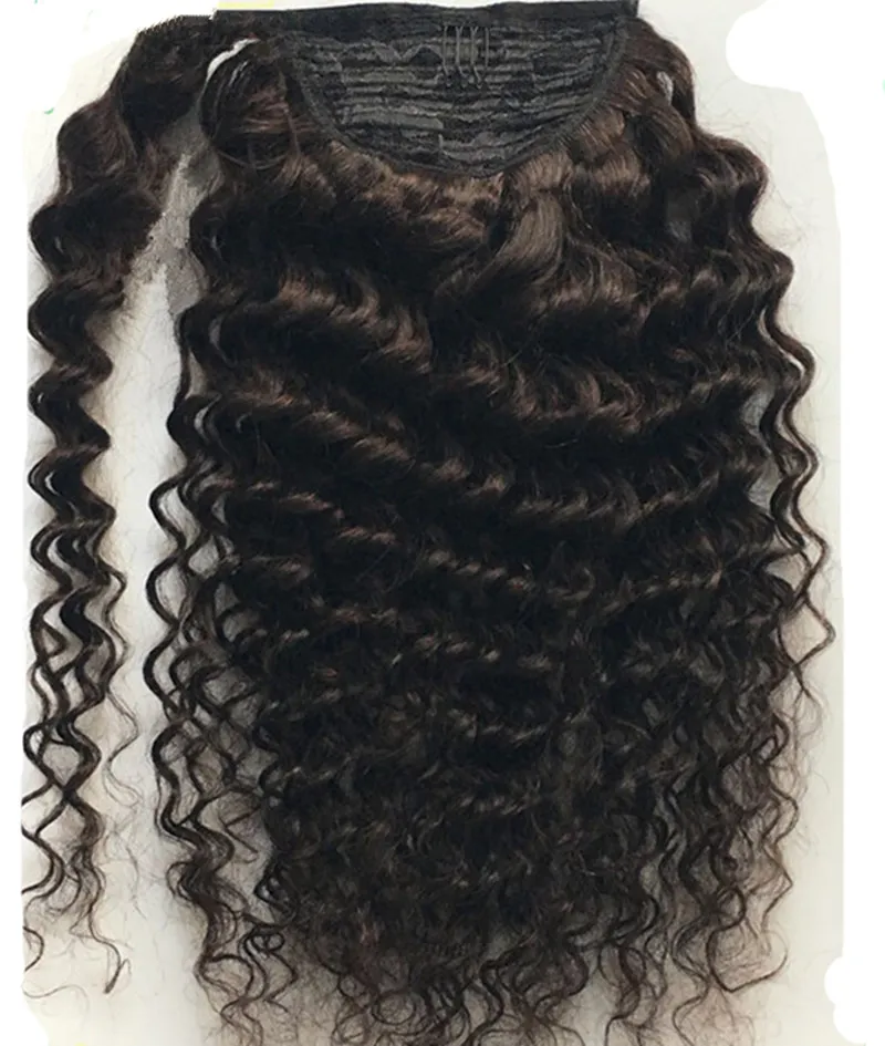 Peruwiański Magic Wrap wokół Ponytail HairPieces Sznurek 120g Clip w Kinky Curly Horsetail 100% Virgin Human Hair Extensions