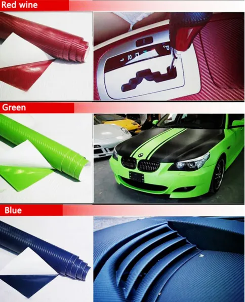2 pz 127cm * 10 cm 3d adesivo colore Modification film film interni interni veicolo colori cambiano incolla fibra di carbonio