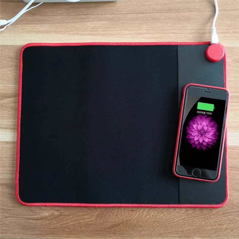 Tapis de souris de charge sans fil 2 en 1 Chargeur sans fil Portable Pad pour iPhone X 8 8 Plus Samsung Note 8 S8 S7 S6