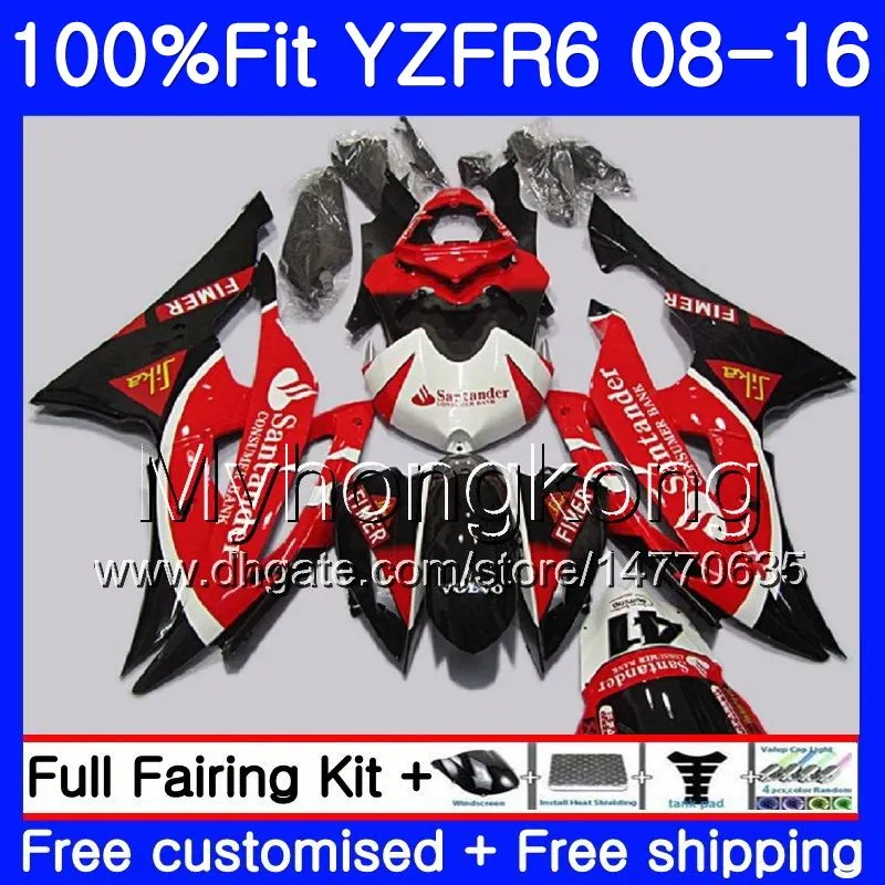 Injektion för Yamaha YZF R6 YZF-600 Santander Red YZFR6 08 13 14 15 16 234HM.34 YZF 600 R 6 YZF600 YZF-R6 2008 2013 2014 2015 2016 Fairings