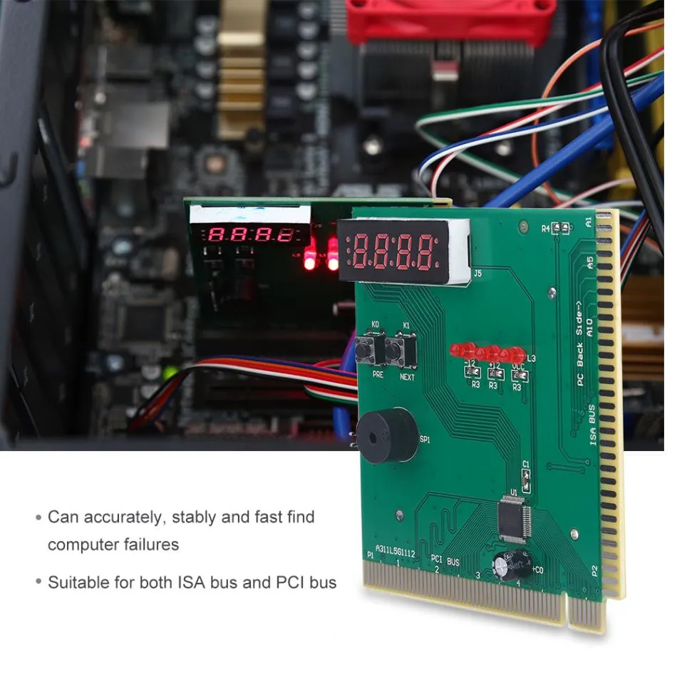 Freeshipping 10pcs 4-Digit Card PC Analyzer Computer Diagnostic Motherboard POST Tester For PCI & ISA Power On Self Test Card