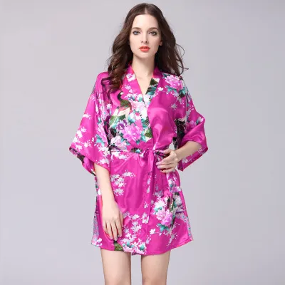 Elegante Rayon Feminino Mini Nightdress Hot Sexy Cinco-manga Pijama Para As Mulheres Verão Floral Print Home Wear