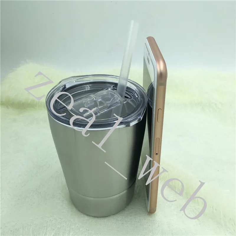 Double walled 9oz toddler tumblers Vacuum Insulated kid mug Stainless Steel sippy cup with lid clear straw