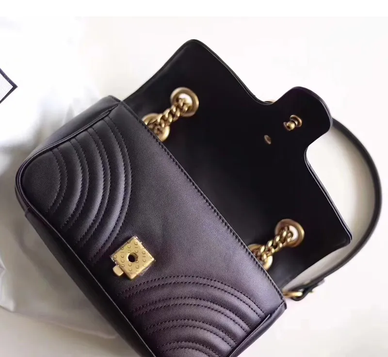 Wholesale genuine leather chain purse fashion chain shoulder bag cowhide handbag presbyopic card holder purse evening bag messenger women