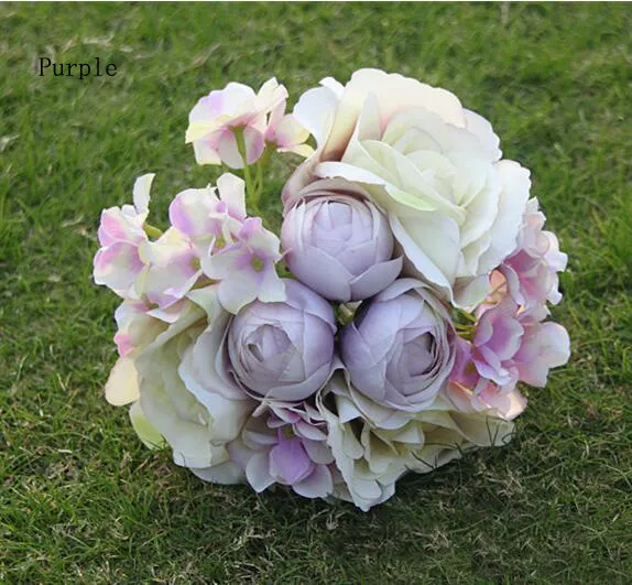 2019 Nyaste billiga många färgbröllop Bridal Bouquet High Level Mix Artificial Rose Flower från China6779417