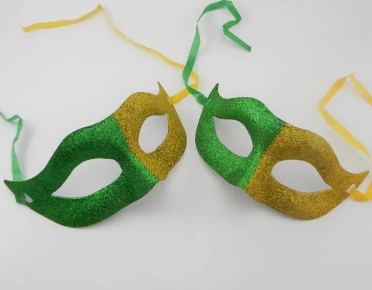 Поклонники карнавальная блеск маска мяч Ball Mancy Fancy Dress сцены, развлекайте Joker Men Women Half Face Mask Party Reps, желтый зеленый праздничный запас событий