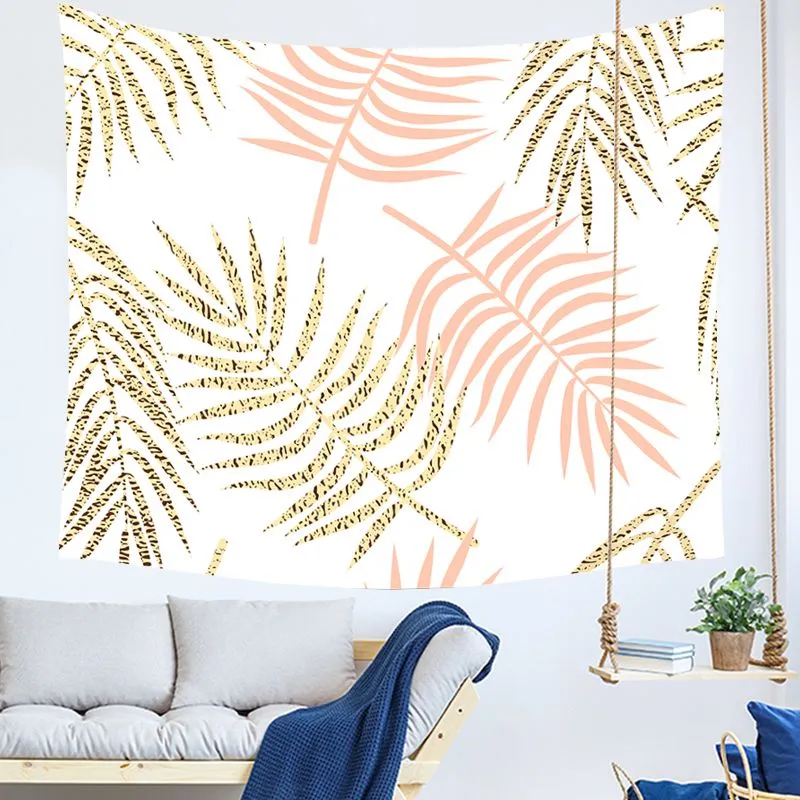 Marmortryck Tapestry Rosa och Golden Nordic Wall Hängande Tenture Väggmålning Modern Dorm Room Decor Geometric Carpet Blanket