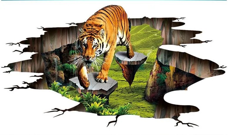 piso de vinil pvc banheiro 3D Tiger Floor wallpapers para sala de estar