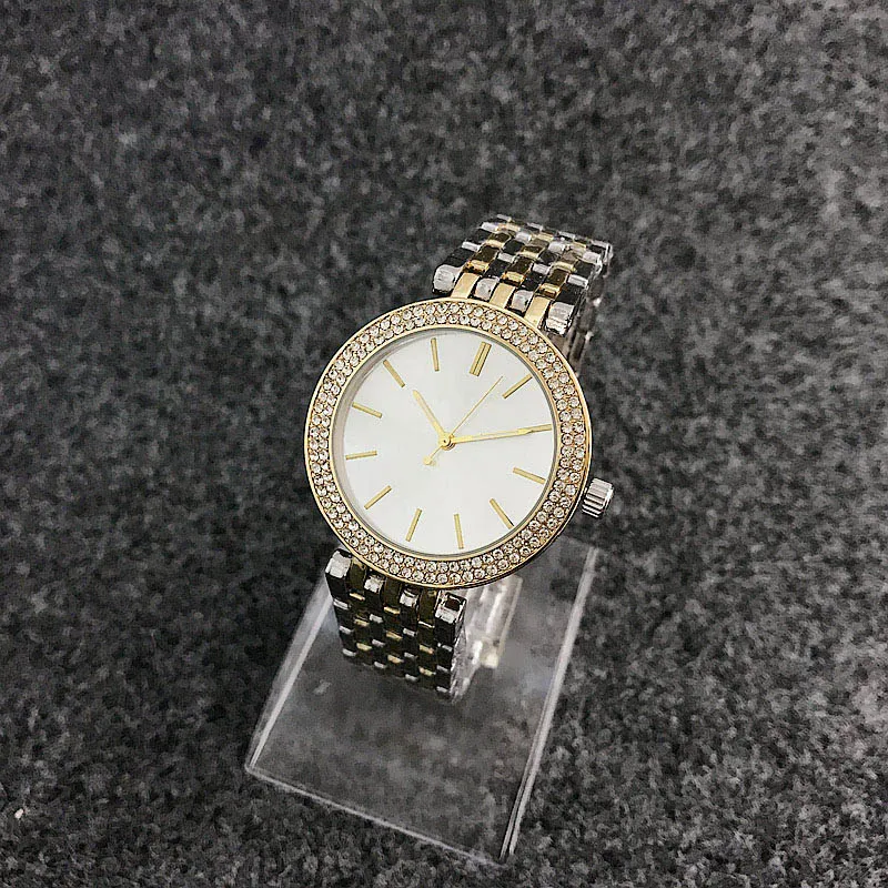 Fashion M design merk dames meisje kristal wijzerplaat roestvrij stalen band quartz horloge M6056-1
