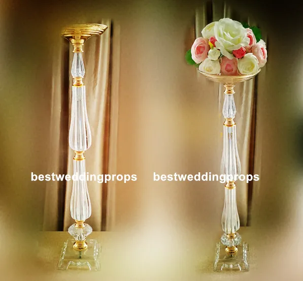 Nouveau style grand cristal acrylique pièce maîtresse de mariage route plomb support dîner Table décoration chandelier best00060