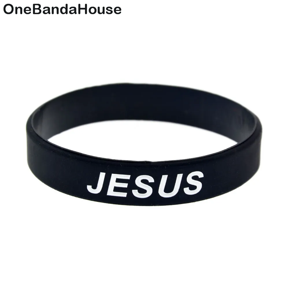 1 STÜCK Jesus-Kreuz-Fair-and-Love-Armband aus Silikonkautschuk, schwarz, religiöser Glaube, Geschenk ohne Geschlechtsschmuck