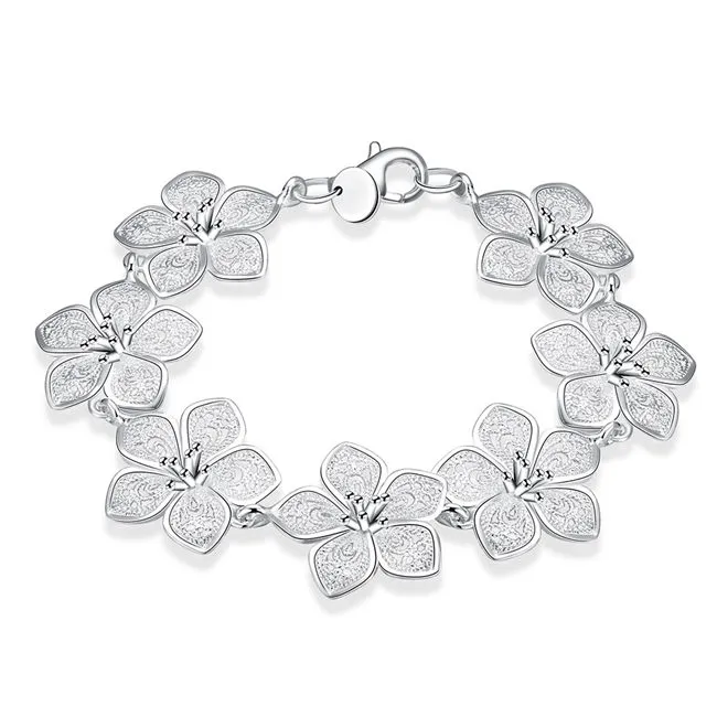 Bracciale fiore Bracciale placcato in argento sterling SPB317; Top vendita uomo e donna Bracciale in argento 925 Link, Chain