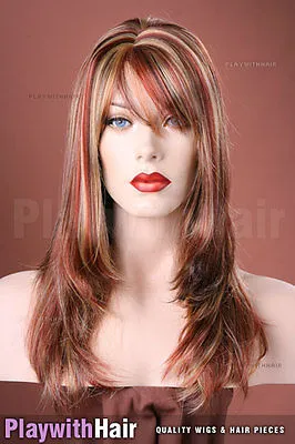 Classic Silky Long Wig Long Red Blonde Feminino Longo Wavy Wavy Hair