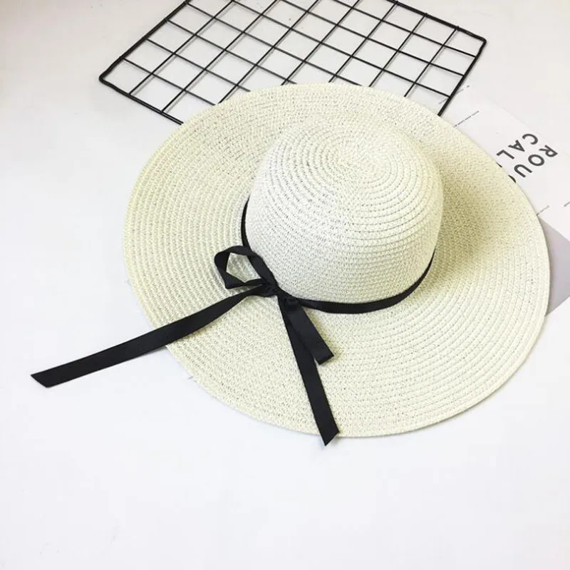 Large Floppy Hats Foldable Straw Hat Boho Wide Brim Hats Summer Beach Hat For Lady Sunscreen Caps For Women